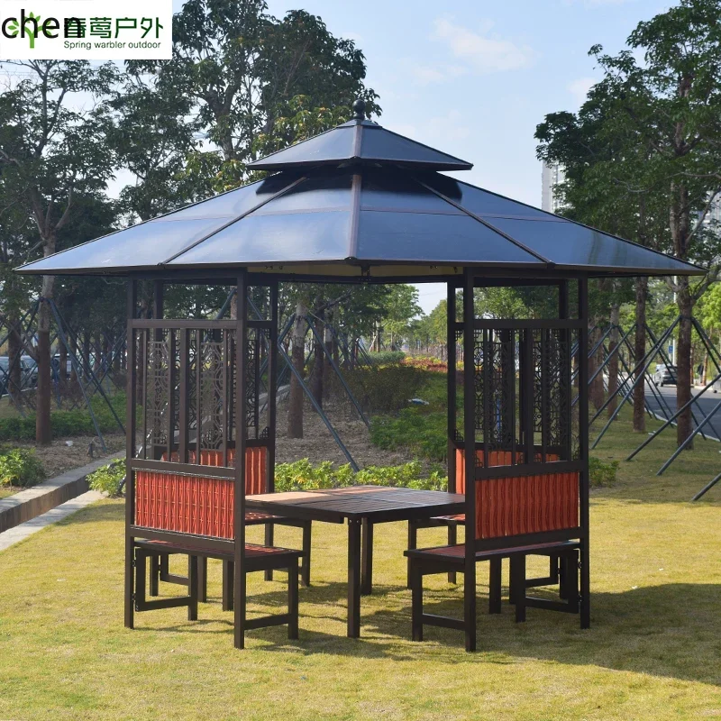 Outdoor Pavilion Tent Wooden House Villa Courtyard Homestay Garden Terrace Four-Corner Pavilion Sunshade Shelter
