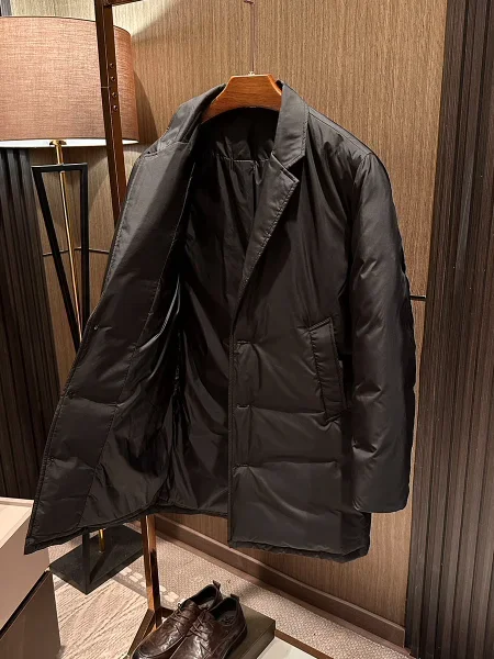 

[Super Soft Ultra Light Technology Waterproof] Winter New Medium and Long Suit Collar Light Business Warm Down Jacket