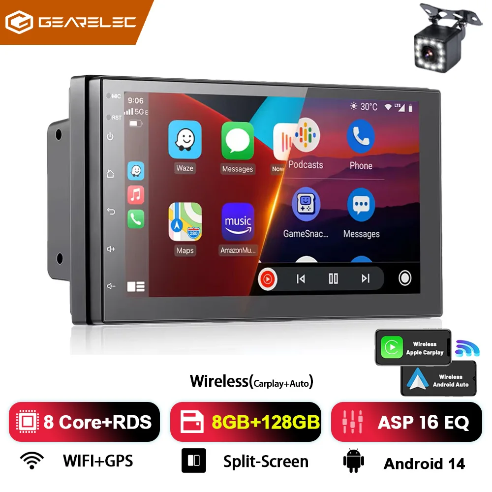 Android 13 Autoradio 2 Din Carplay Android Auto Multimedia Video Player Universele 7 Inch Autoradio Wifi GPS Navi Autoradio