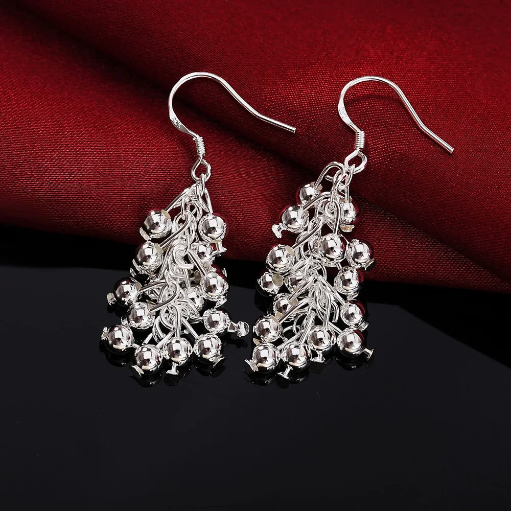 

925 Sterling Silver fine grape beads drop Earrings for Woman Fashion brands luxury Jewelry lady party wedding Holiday gifts