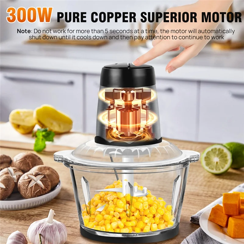 AD-Small Food Chopper Suitable For Kitchen Aid, With 2-Liter Glass Container B US Plug