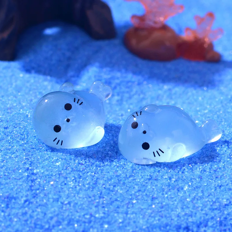 4Pcs/Set Glowing Baby Seals Mini Figurines Miniature Little Seals Micro Landscape Ornament DIY Fairy Garden Flower Potted Decor