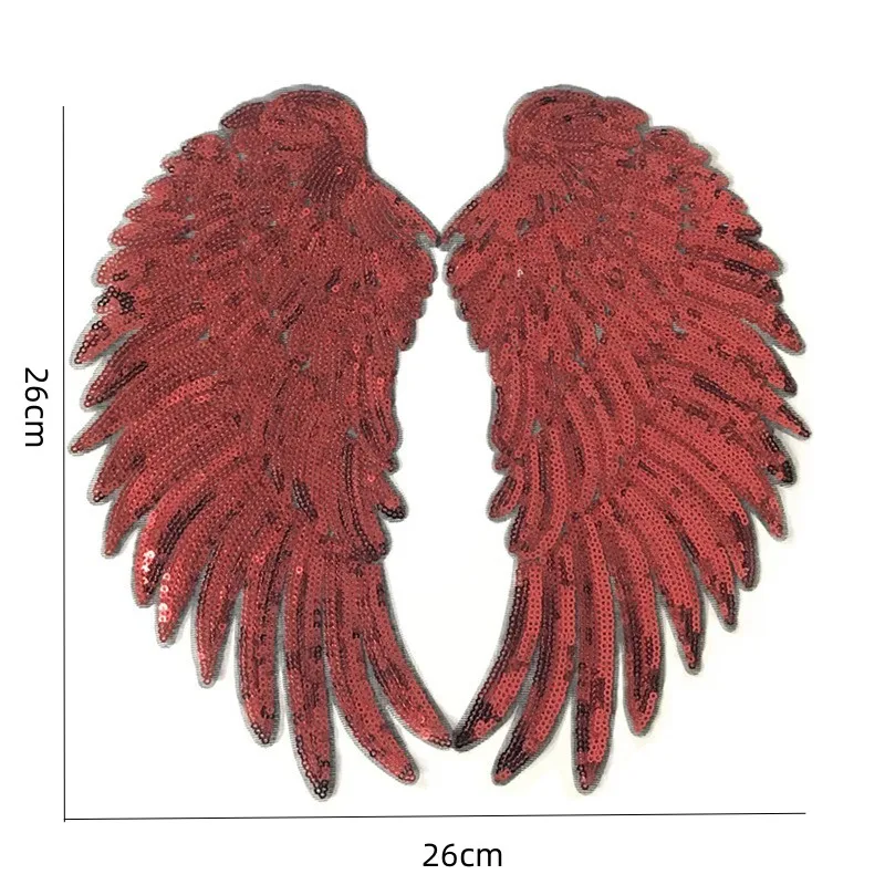 Rainbow Feather angel wings Sequin Sew On iron on Clothes patches Embroidered Badges Manual stikers Diy Backpack punk applique