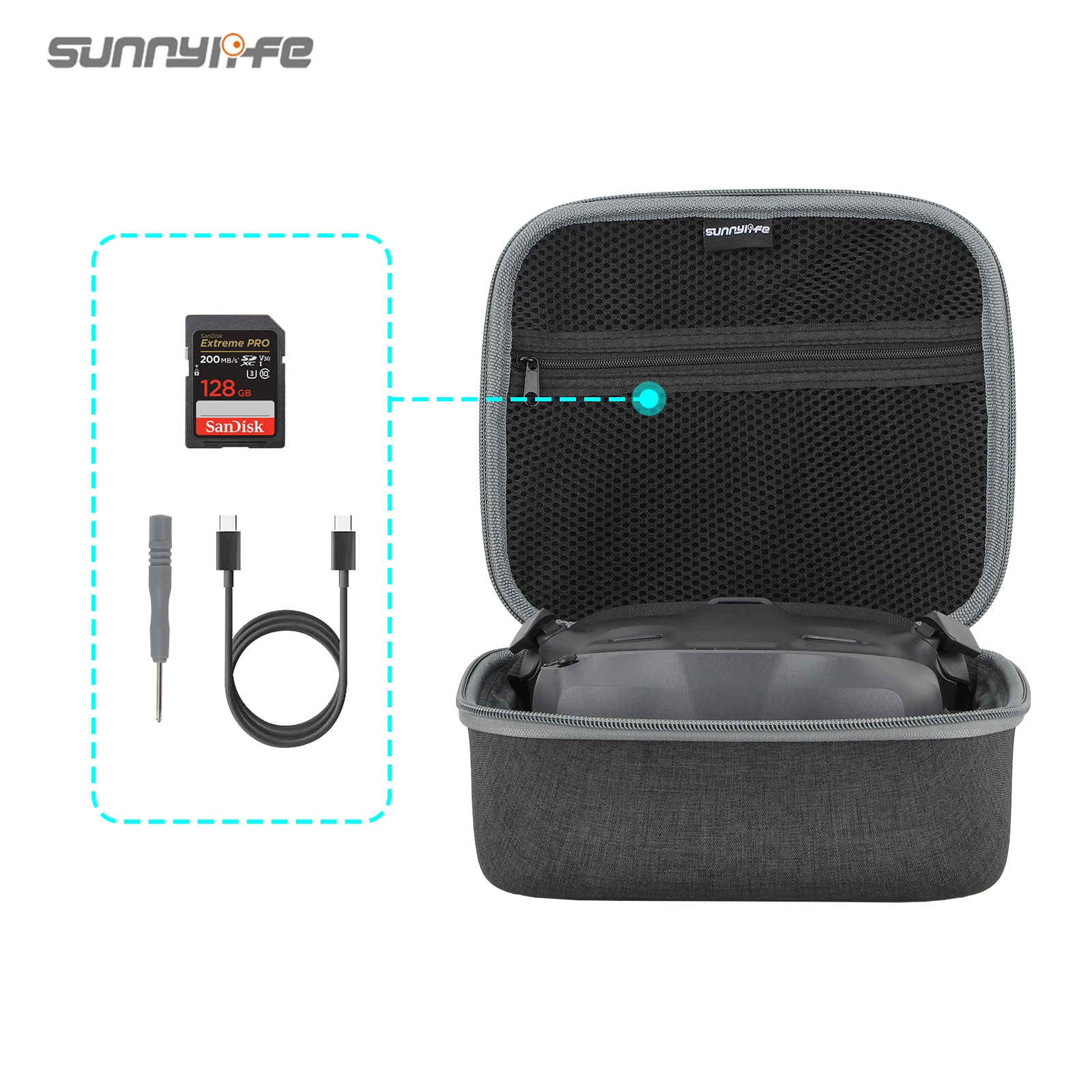 Sunnylife dla DJI N3 torba do przechowywania walizka dla DJI N3 okulary lotnicze pakiet chroniący przed upadkiem futerał do przenoszenia — zdjęcie produktu 3