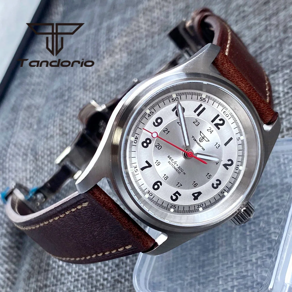 Tandorio 36 mm modische 20BAR automatische Tauchfliegeruhr für Herren und Damen NH35/PT5000/Miyota8215 Movt Saphir-Armbanduhr, grüne Lume – Detail 9