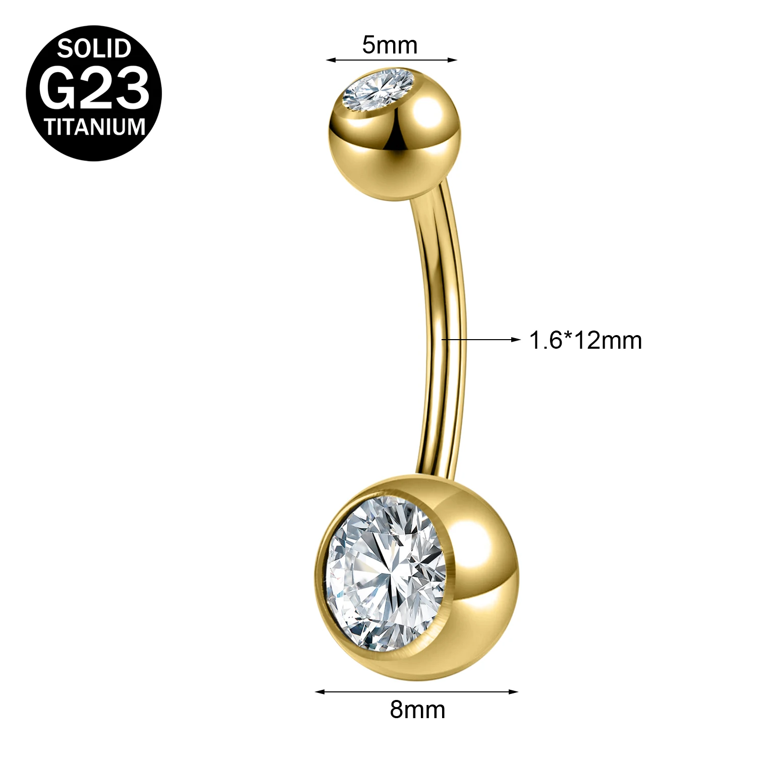 Women's G23 Titanium Belly Button Ring with CZ Crystal