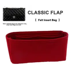 Fits For Classic Flap Women Handbag Organizer Cosmetic Insert With Phone Pockets Felt Liner Inner Bag Base Shaper
