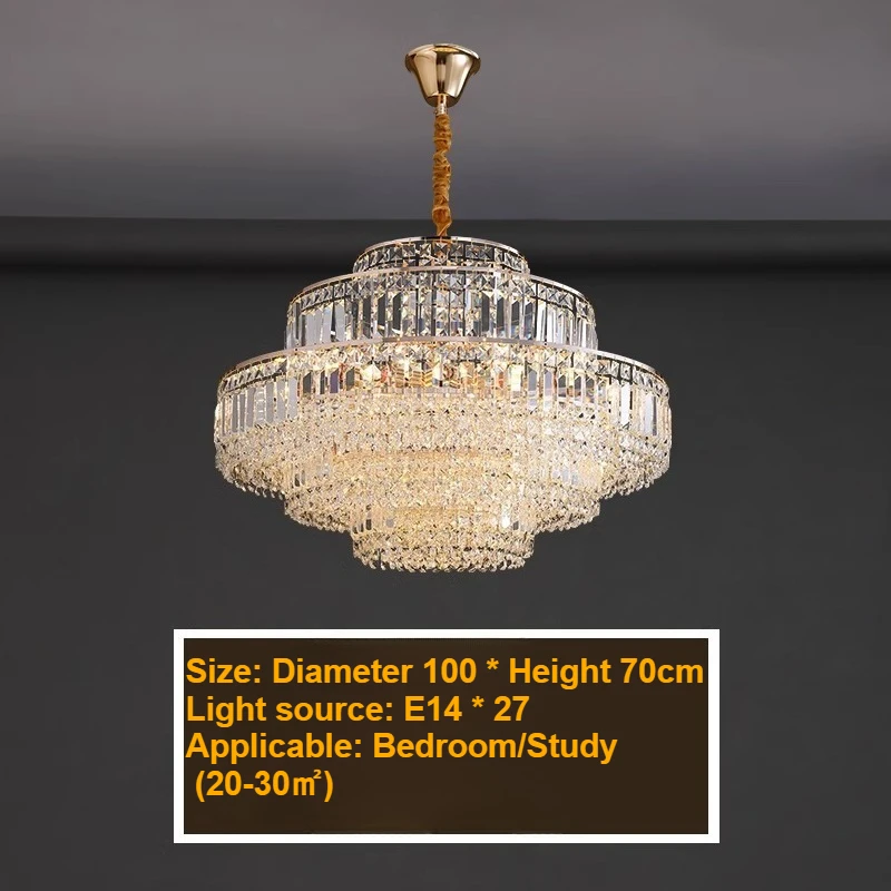 LED Luxury K9 Crystal Big Ceiling Chandeliers Lighting Fixture Hanging Light Modern Designer Foyer Decor Lustre Living Room