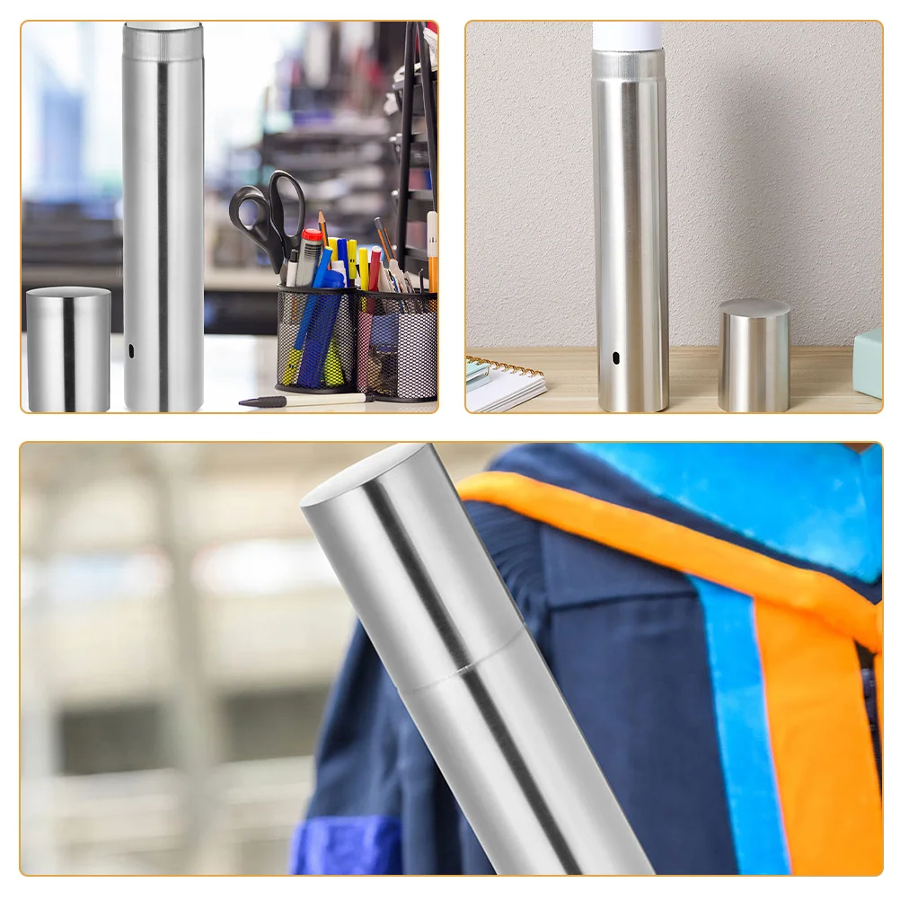 2 قطعة حامل مستندات من الفولاذ المقاوم للصدأ أنبوب منظم الشهادات المستديرة المحمولة شهادة الميلاد تخزين أنبوب دبلوم ملحق