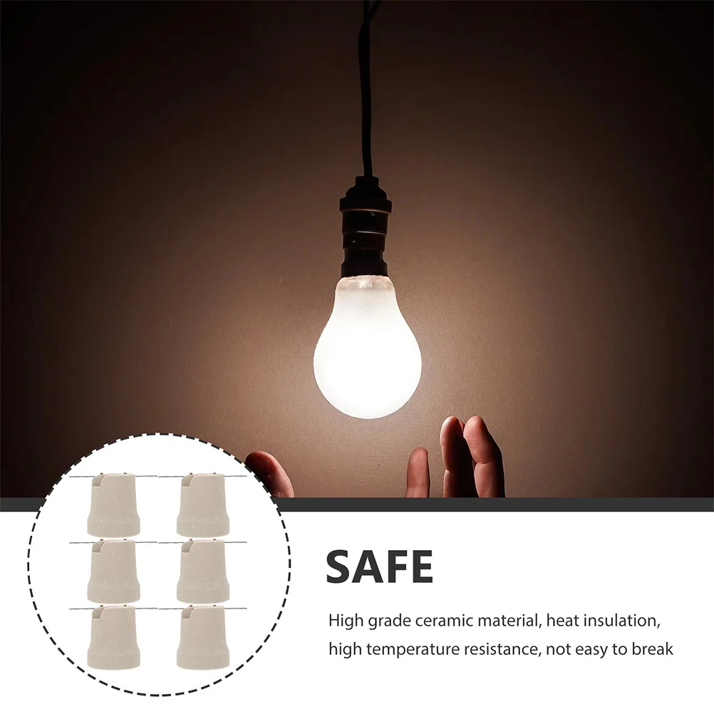 

6Pcs E27 Ceramic Lamp Socket Modern Industrial Style Hanging Light Holder Replacement for Kitchen Bedroom Living Room