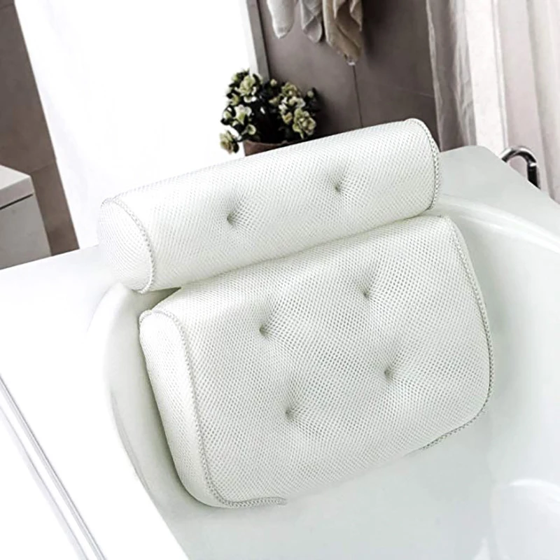 Bath Pillow for Tub Neck and Back Support 3D Air Mesh Spa Bathtub Pillows with Suction Cup