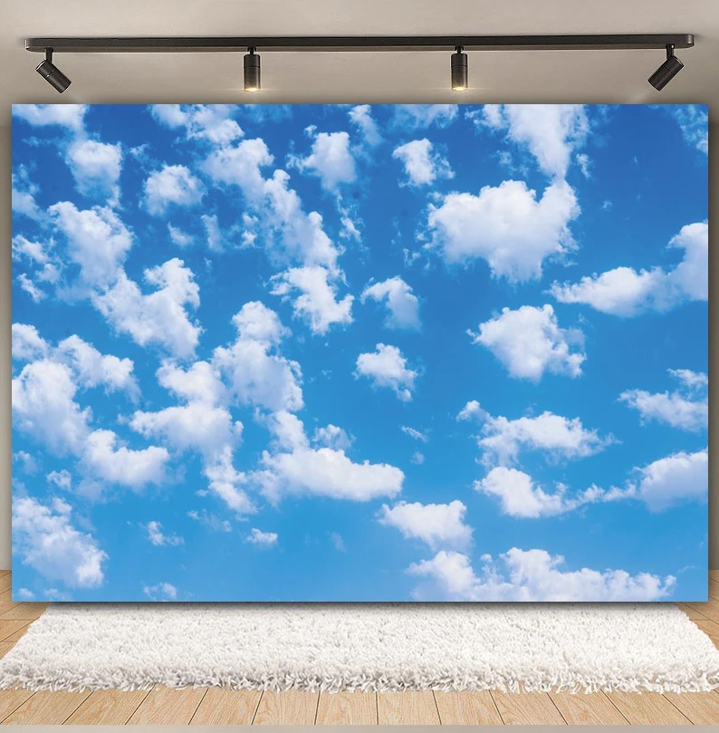 Blue Sky White Clouds Scenery Backdrop for Photography Natural Landscape Kids Baby Shower Birthday Party Background Photo Studio