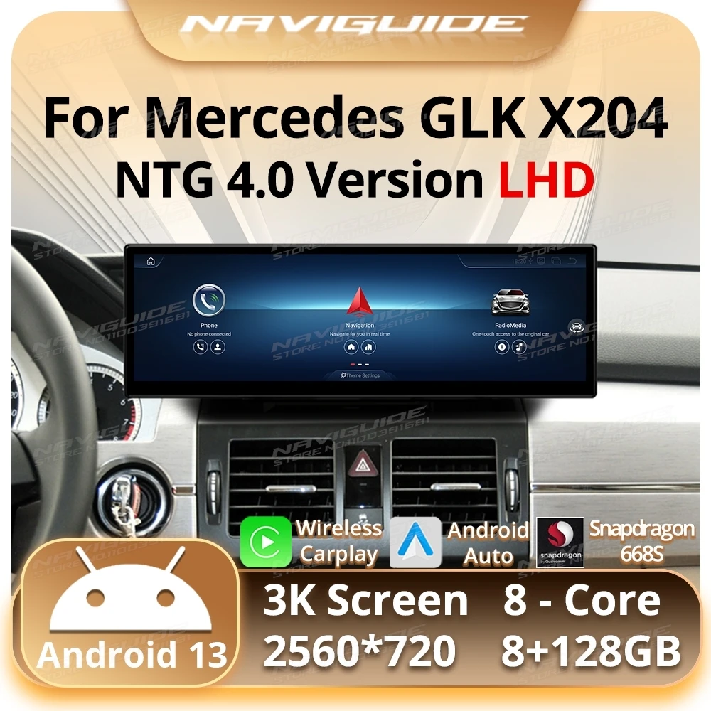 

NAVIGUIDE 14,9 "Android 13 автомобильное радио для Mercedes GLK Class X204 NTG 4,0 автомобильный мультимедийный плеер беспроводной Carplay Android Auto DSP