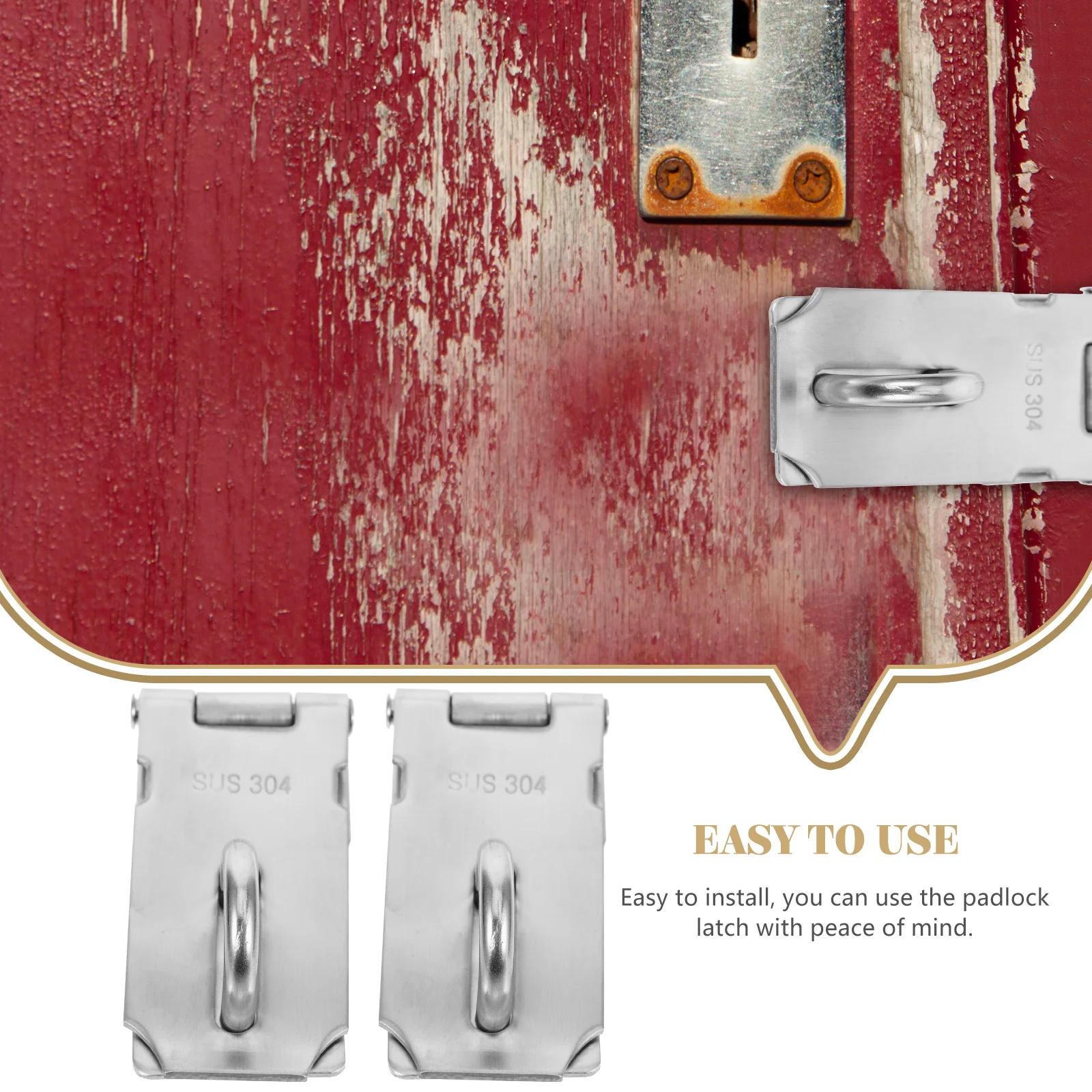

2Pcs StainlessSteelDoorLock 3Inch 90Degree RightAngleLatch PadlockHasp ShedGateLatches OutdoorFence Hardware Security