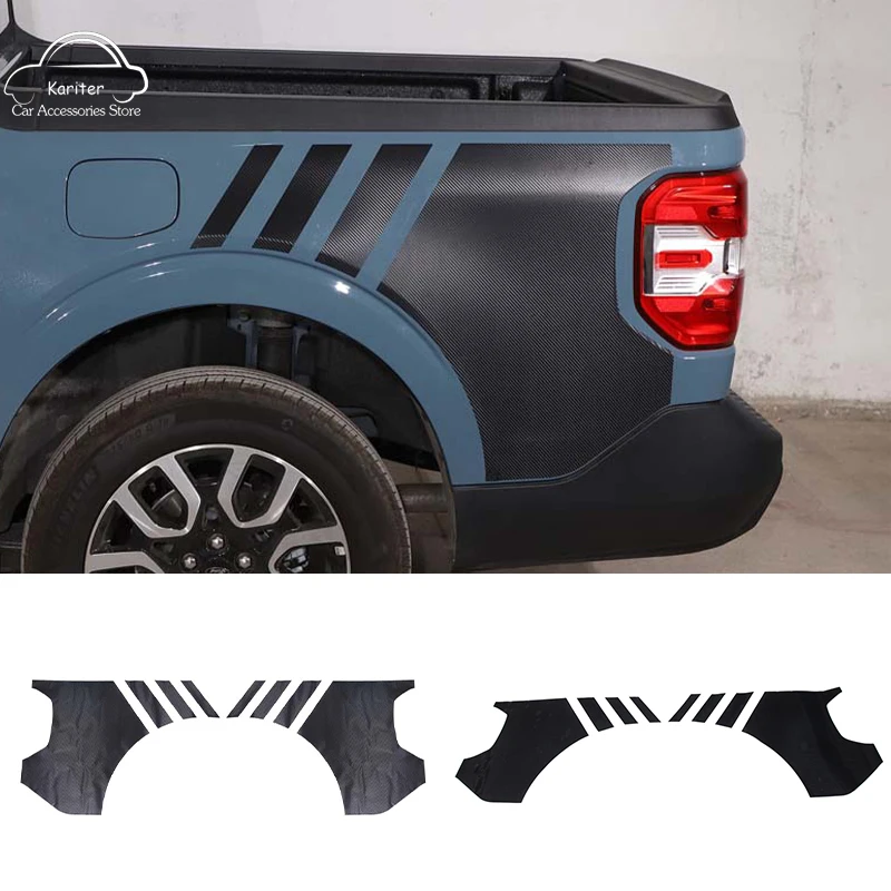 

For Ford Maverick 2022 PVC Pickup Side Rear Wheel Sticker Decor Decals Car Cover Carbon Fiber Pattern Auto Accessories