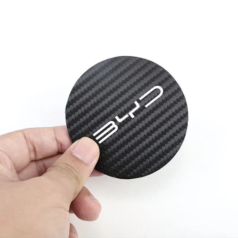 2Pcs Leather Coaster Mat Car Emblem Water Cup Cushion For BYD Atto 3 Yuan F3 E6 F0 G3 I3 Plus Ea1 Song Max Tang Dmi 2din Pro E2