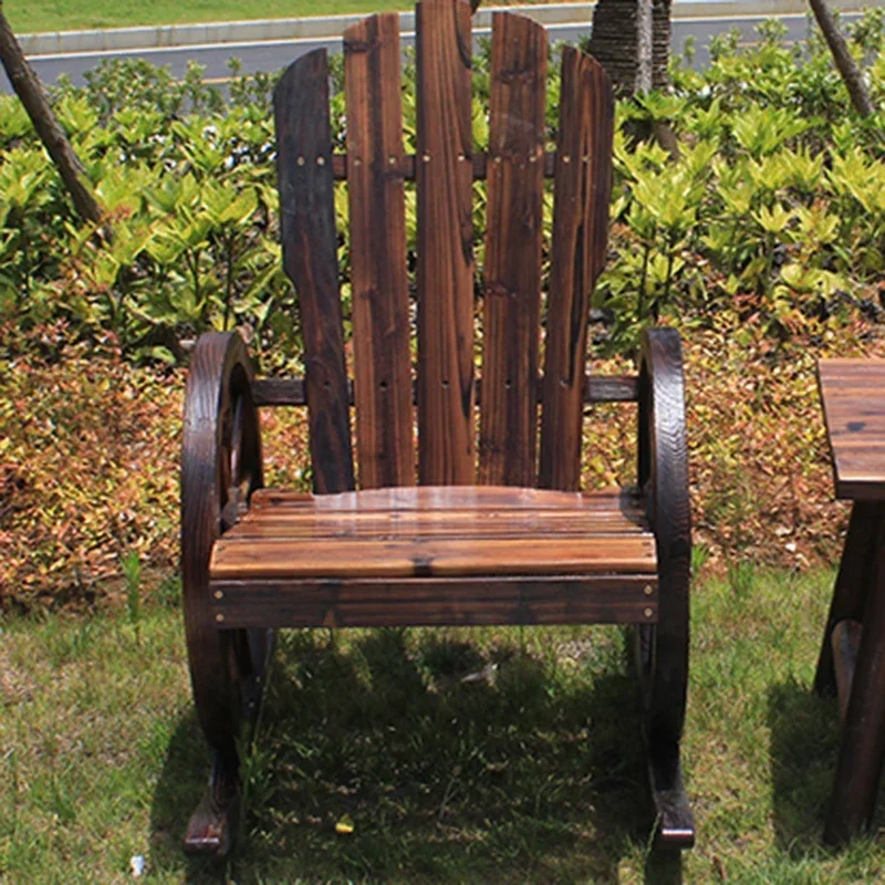 Patio al aire libre, banco de madera Adirondack, mecedora, cubierta de troncos de madera maciza contemporánea, muebles de jardín, mecedora individual