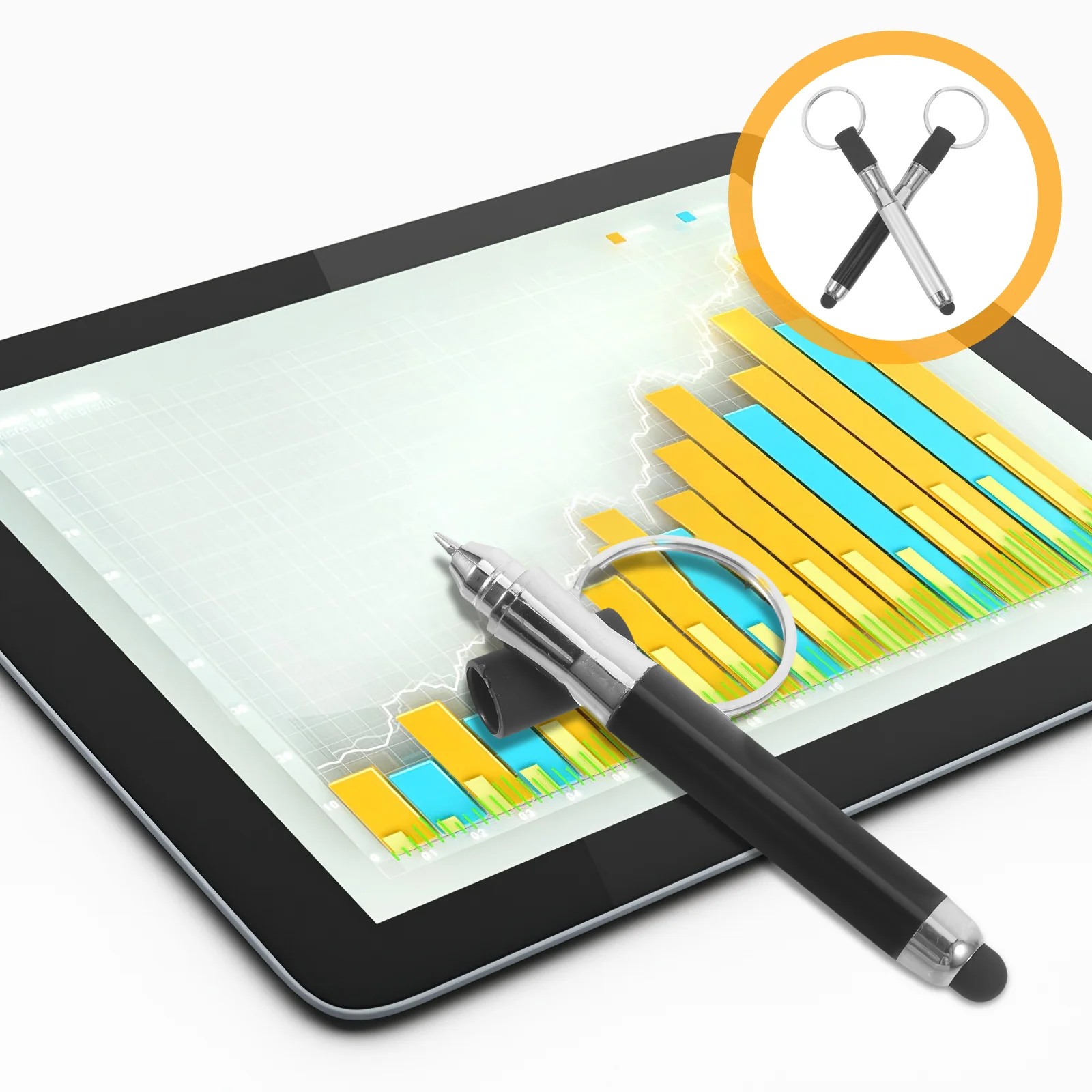 12 قطعة قلم حبر جاف بشاشة تعمل باللمس حلقات المفاتيح قلم رسم بلاستيكي سعوي