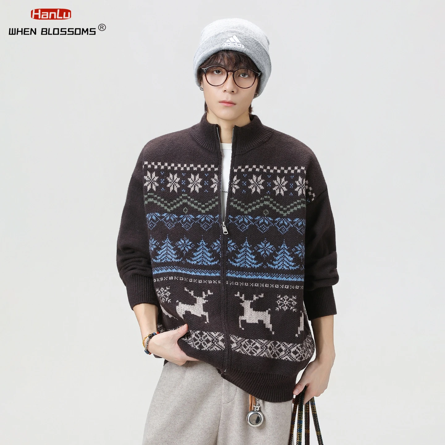 الرجال معرض جزيرة سترة خمر الشمال متماسكة سترة محكم الجاكار نمط معطف الصوف الناعم دافئ الخريف الشتاء ملابس خارجية #2