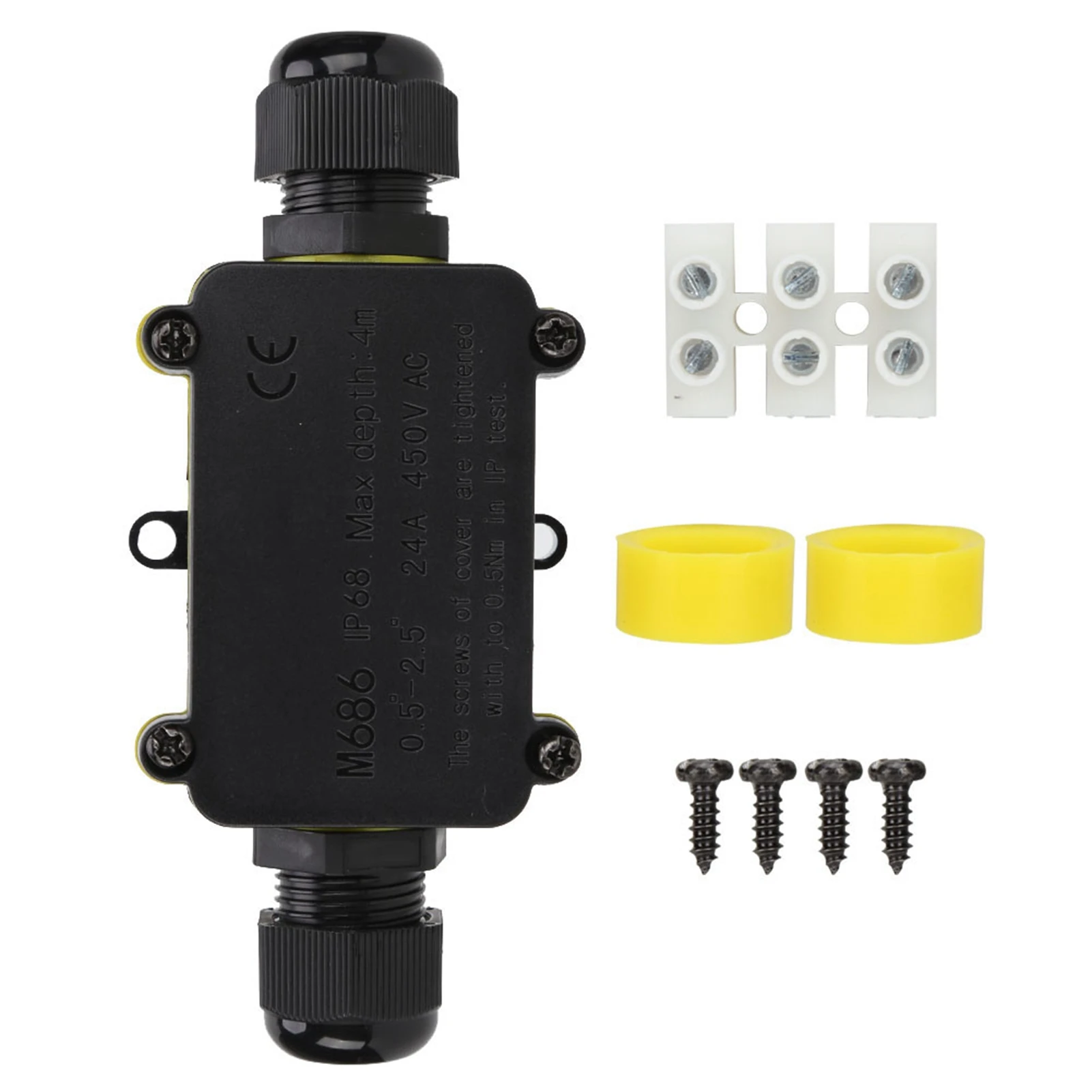 Junction Box Plastic Waterproof Junction Box M686 Black Two Position Cable Connector Junction Box IP68 for LED Street Light