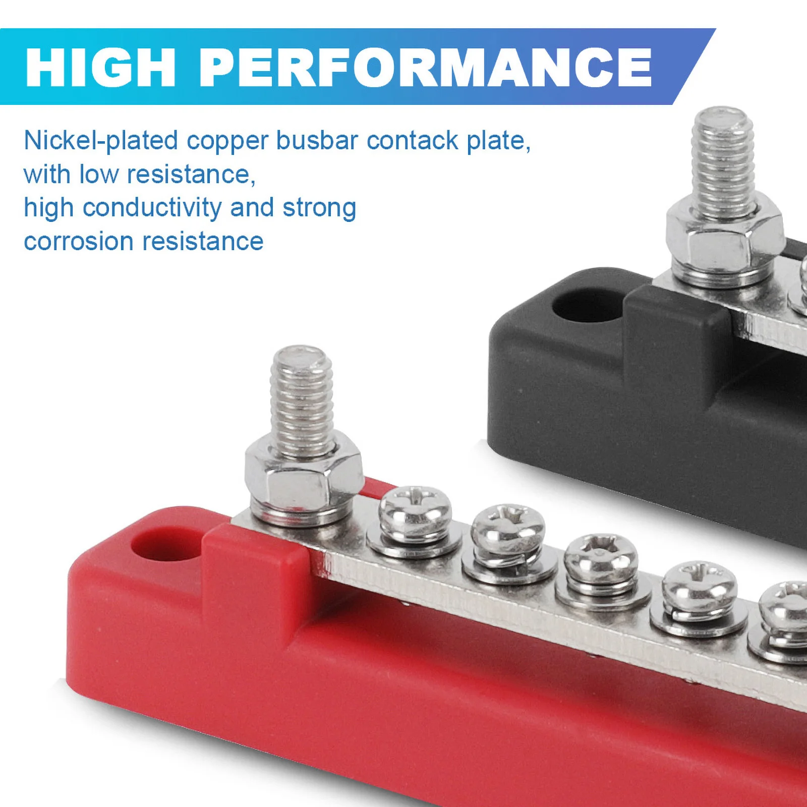 2x Sammelschiene Positiv Negativ Batterie Stromverteilerblock mit 4 x M8 Klemme 2x Sammelschiene Positiv Negativ Batterie Stromverteilerblock mit 4 x M8 Klemme