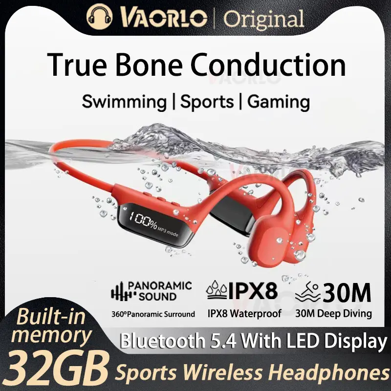 Ipx8 verdadeiro à prova dbluetooth água bluetooth 5.4 natação mergulho condução óssea fone de ouvido 32gb mp3 player verão esportes ciclismo música fone de ouvido