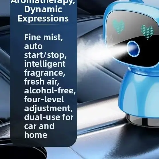 

Car And Home Integrated Fan Diffuser Adjustable Mist Spray For Smart Car Air Vent Robot Aroma Aromatherapy Diffuser