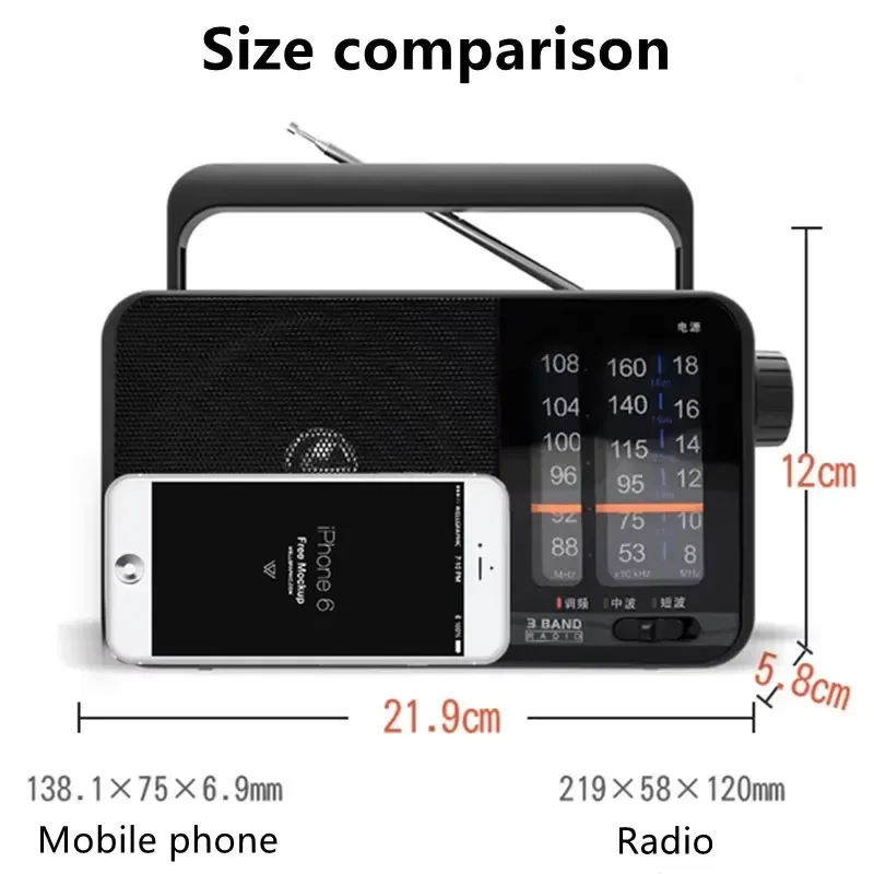 2026 Portable Pointer FM SW MW Radio Highly Sensitive Multi Band Desktop Broadcast Home Built-in Speaker Large Volume Stereo
