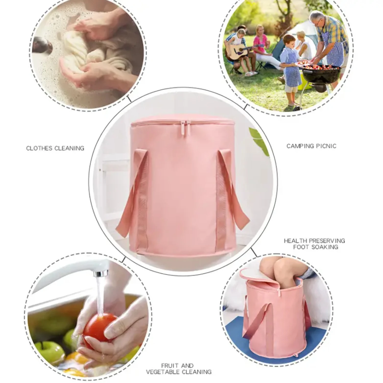 1pc Household Foot Bucket, Portable Travel Insulation Foot Bath, Foldable Foot Bucket With Cover Foot Bag, 36*30cm/14.2*11.8in