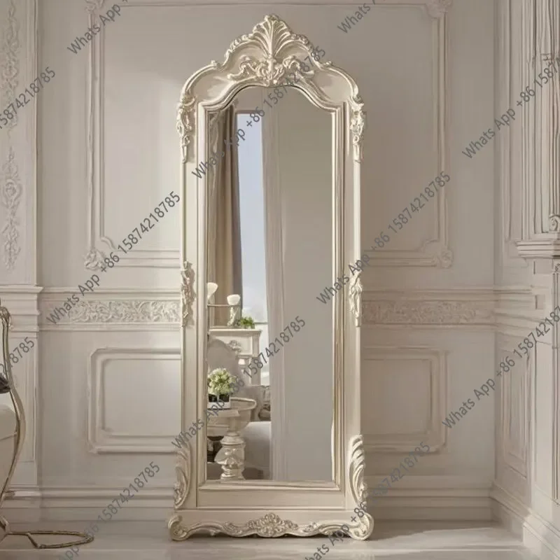 N62 Customized mirror, villa style, high-end floor mirror retro luxury living room full-length mirror French cloakroom dressing