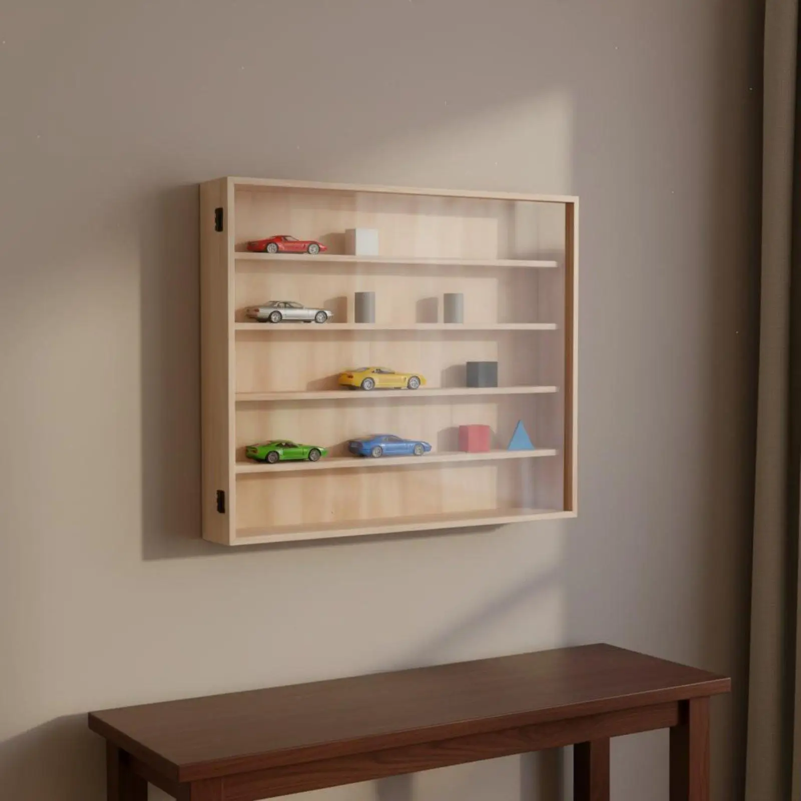 Diecast Car Display Cabinet Dustproof Wooden Car Display Cabinet Dust Protection Collectible Figure Organizer for Collectors