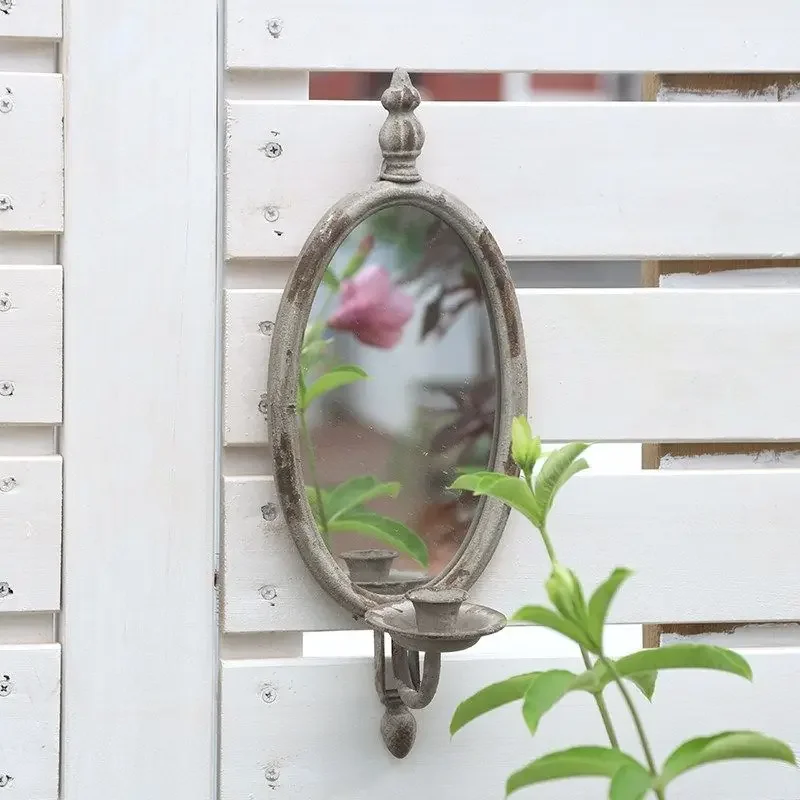 Vintage Candlestick Candle Wall Decoration Mirror Garden Wall Decoration Candlestick Mirror