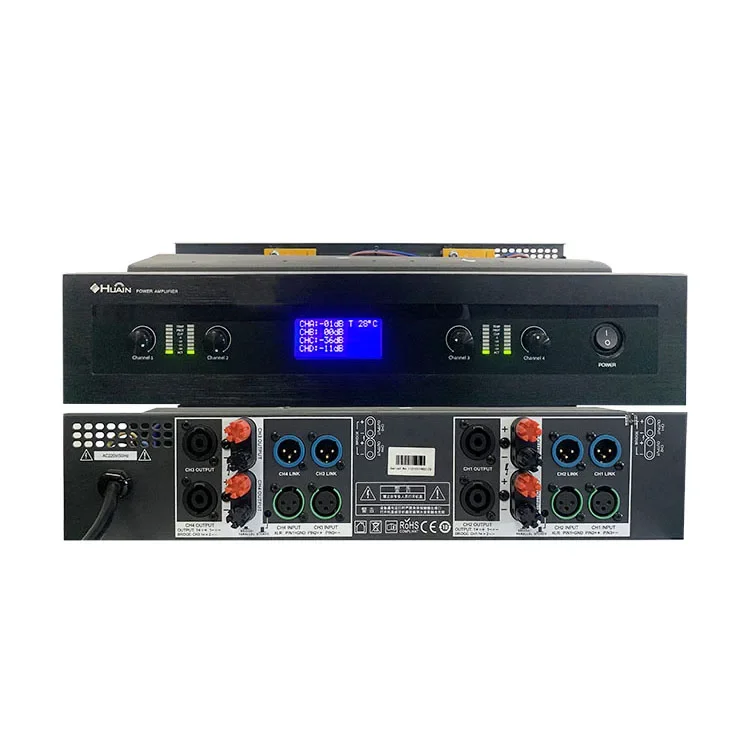 Professional 4 Channel Digital Dsp 4x250W Class D Audio Power Amplifier