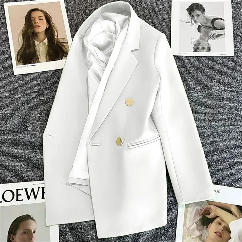 Spring Autumn High Quality Long Sleeve Female Blazer Double Button Jacket Ladies Business Work Wear Formal Coat Women Outerwea