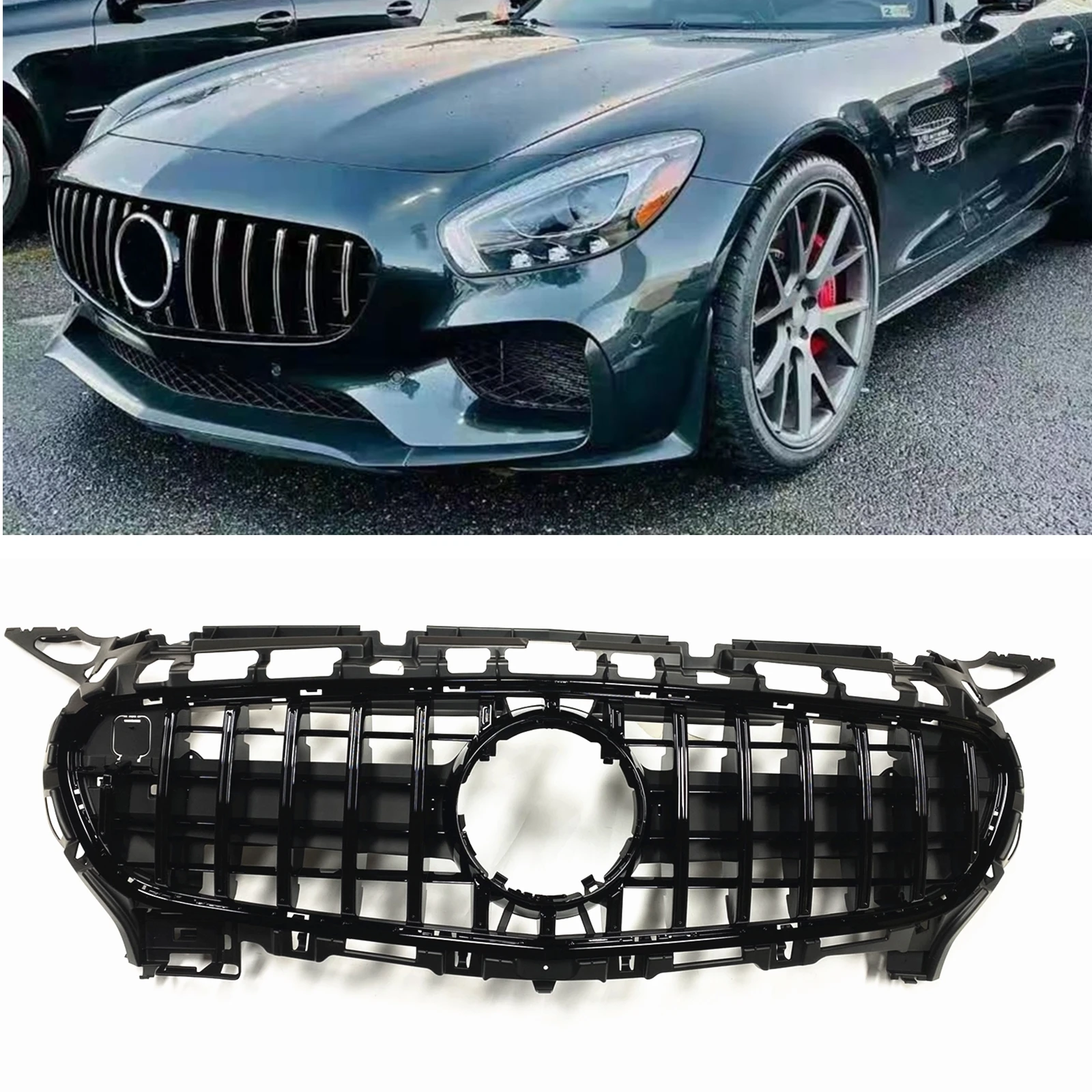 Car Front Grille Racing Grills Upper Bumper Hood Mesh Auto Part For Mercedes Benz AMG GT S C190 R190 2 Door 2015-2016