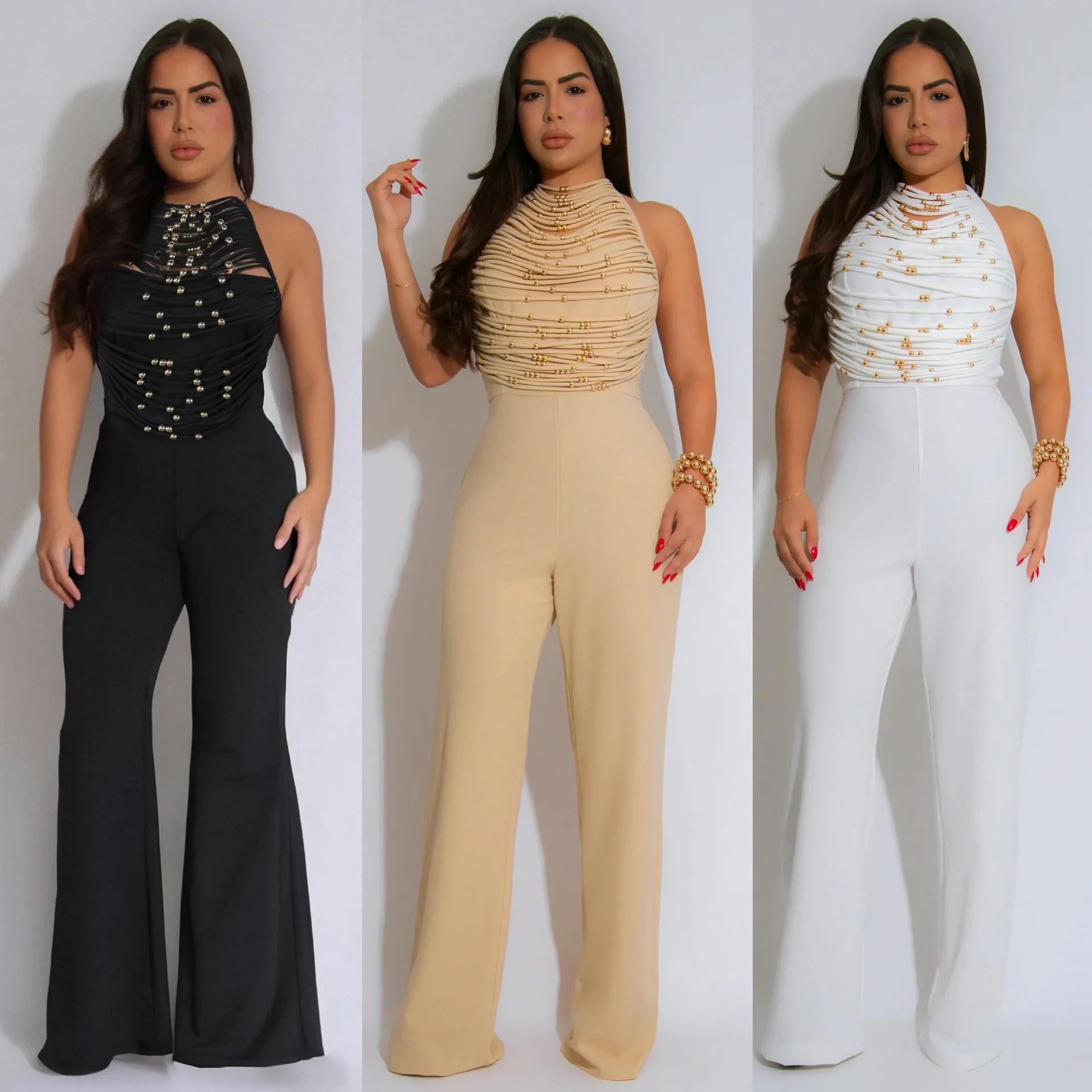 

Turtleneck Jumpsuit Sleeveless High Waist Jumpsuit Sophisticated Chic Tailored Jumpsuit Summer Seaside Vacation Romper