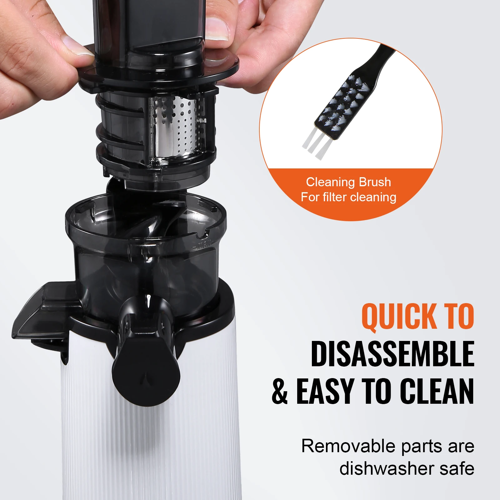 عصارة المضغ VEVOR، آلة عصارة الضغط البارد، عصارة بطيئة بمزلق التغذية مقاس 1.3 بوصة، صانع مستخرج العصير مع إنتاجية عالية للعصير،