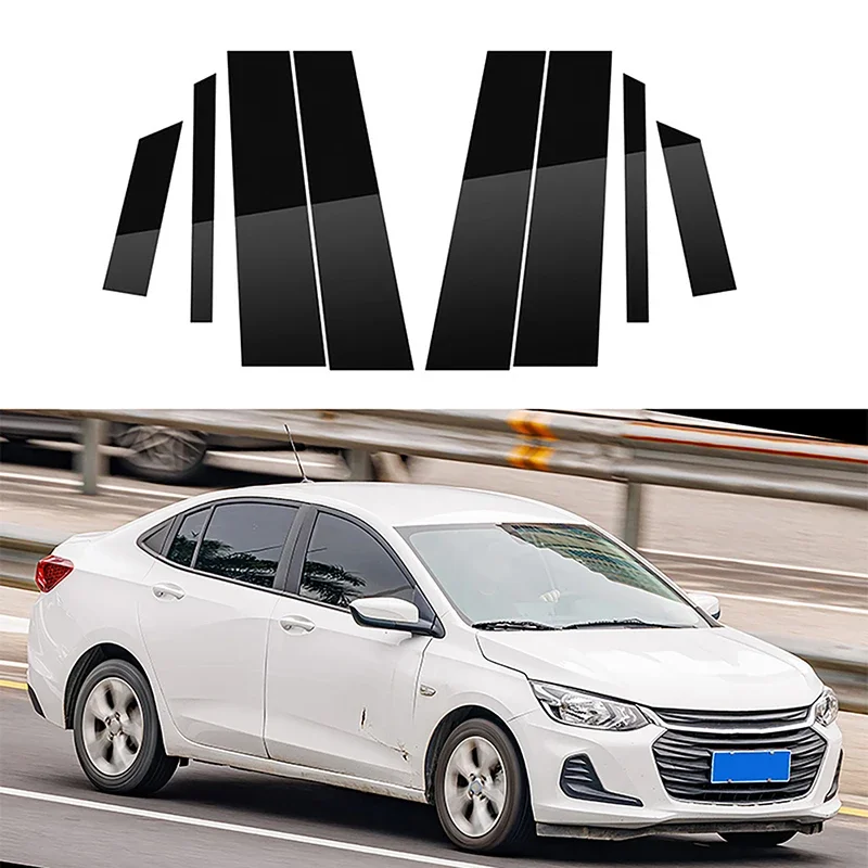 8Pcs For Chevrolet Onix 2020 2021 2022 2023 Glossy Black Door Window Pillar Posts Trim Cover Sticker Car Exterior Decoration