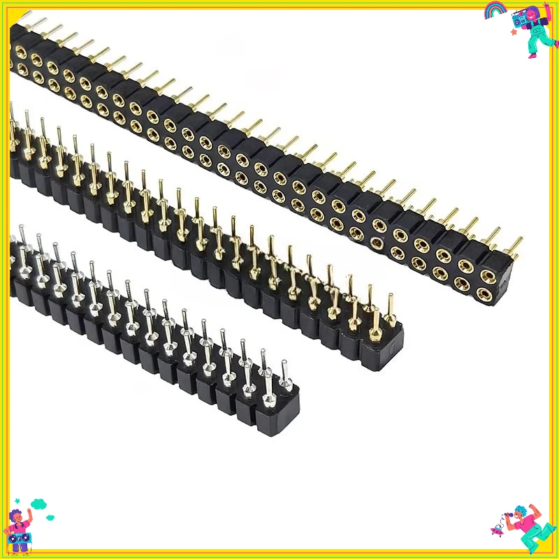 

5Pcs round Hole Pin Header Gold Plated 2.54MM Pitch Single Row 1x40P / Double Row 2x40P Female/Male Pin Connectors
