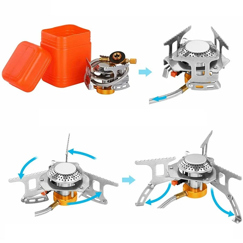 3700W Portable Backpacking Camping Gas Stove for RV Camper Foldable Outdoor Split Burner with Piezo Ignition Motorhome Parts