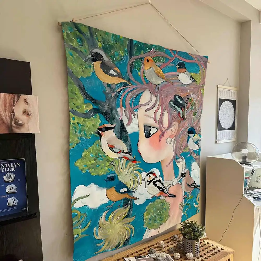 Picture 3: Aya Takano Cartoon Colorful Tapestry Wall Hanging Bohemian Wall Tapestries Mandala Wall Art Decor