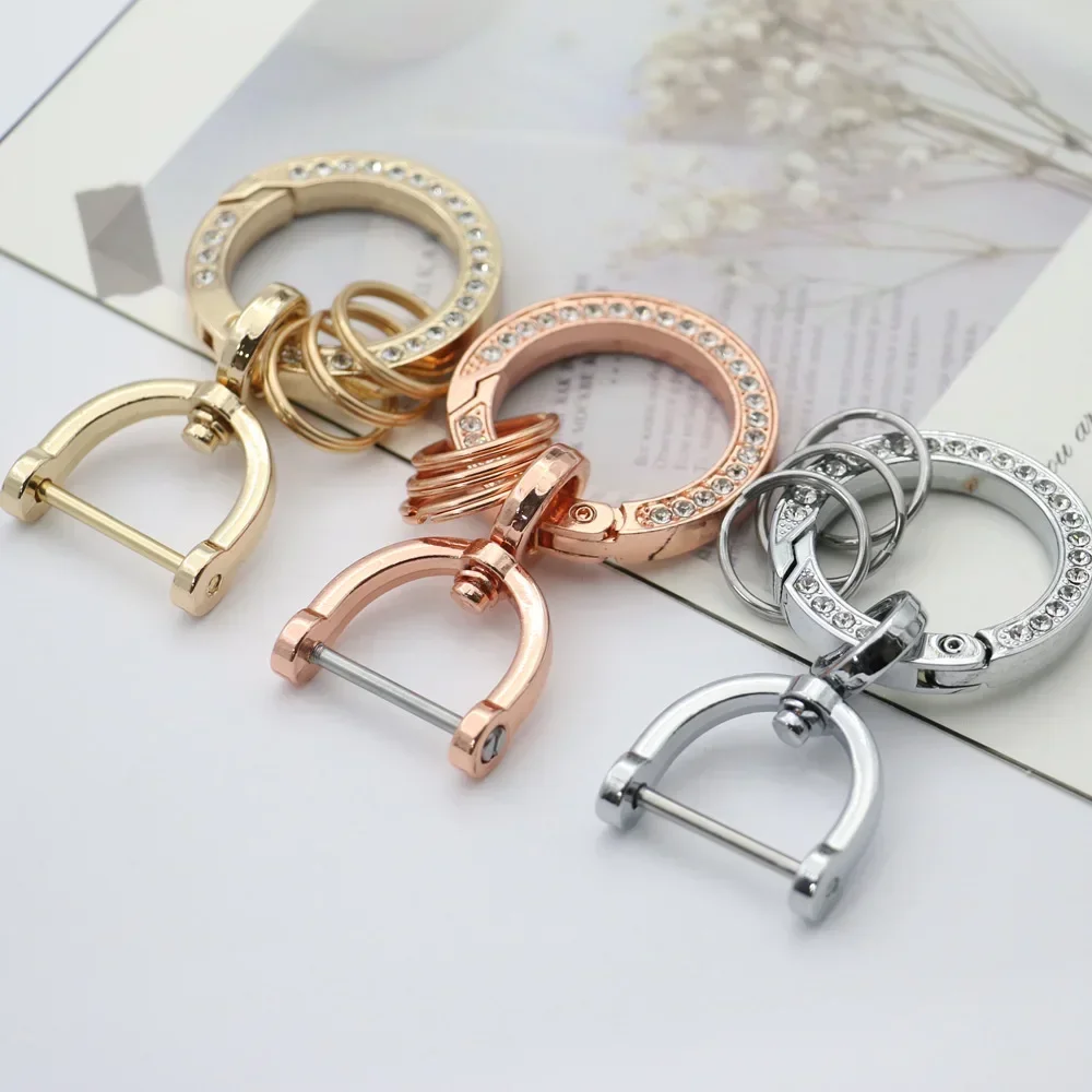 Drill Ring Zinc Alloy Car KeyChain Detachable Metal 360 Degree Rotating Horseshoe Buckle Key Chain For Men Women Girl Gift Amagi