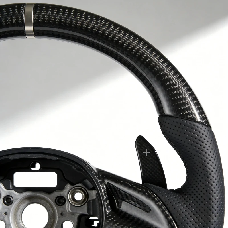 Picture 7: For Sport Heated Vibration Distro Paddle Steering Wheel Leather for Carbon Fiber 3 Spokes 35mm Grip  A3/A5 6 Series 3