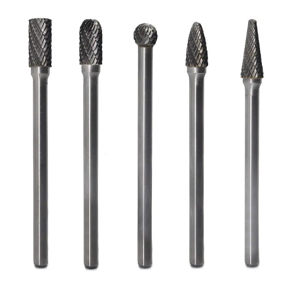 Tungsten Carbide Burrs Set 5pcs Extended Long Shank Die Grinder Tool Kit Metal Work Wood Carving Sculpting