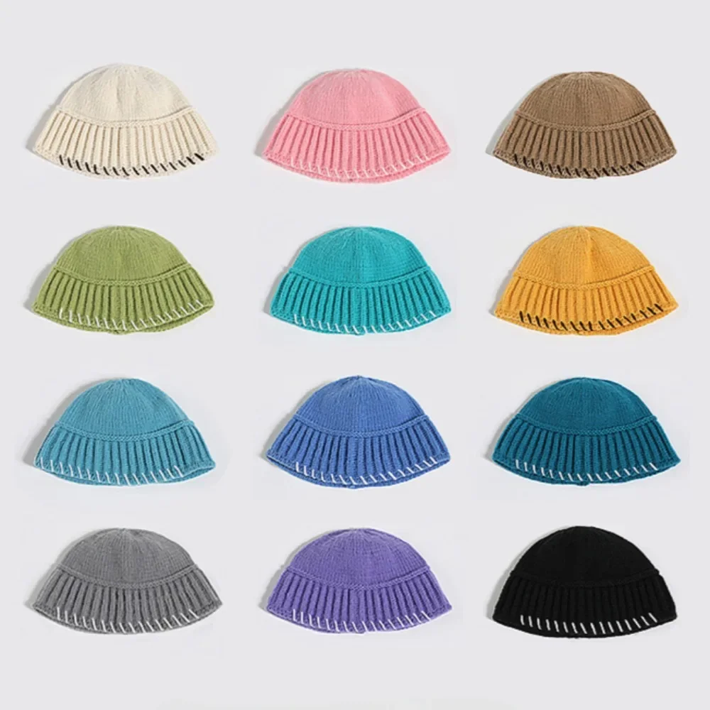 

Y2K Japan Handwoven Cotton Yarn Crochet Bucket Hats Spring Summer Soft Sun Hat Women Beach Hats Plaid Flower Bob Fisherman Caps