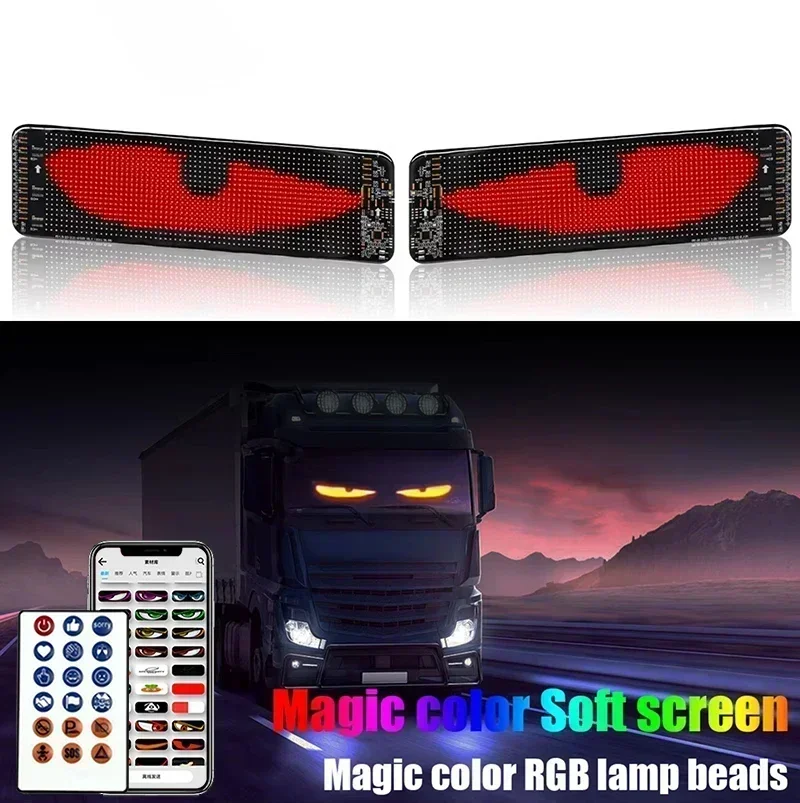 Dynamic Devil\'s Eye Truck Windshield Scrolling Advertising APP Bluetooth Control Automotive DIY LED Matrix Pixel Board Remote