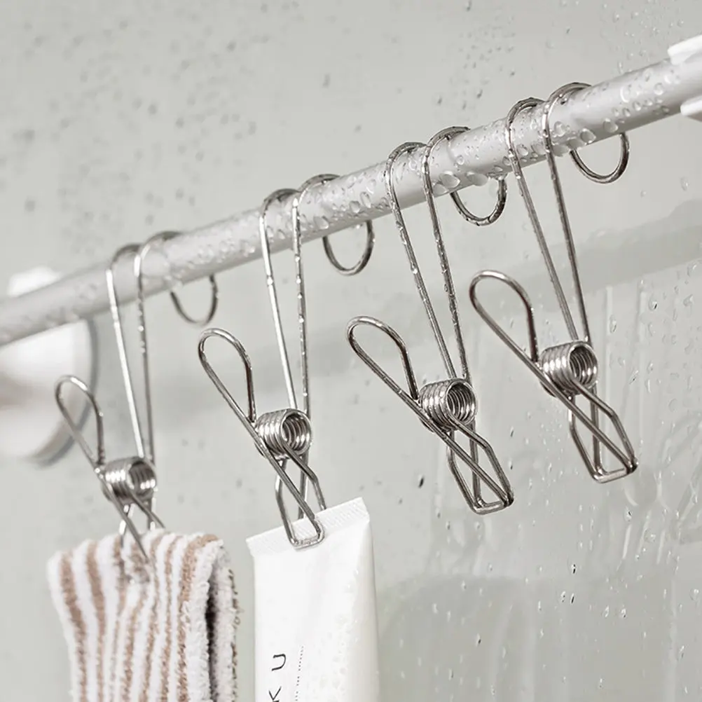 10Pcs Stainless Steel Universal Clips Hanging Clamps Rustproof Multipurpose Clips for Photos Clothes Curtains Laundry