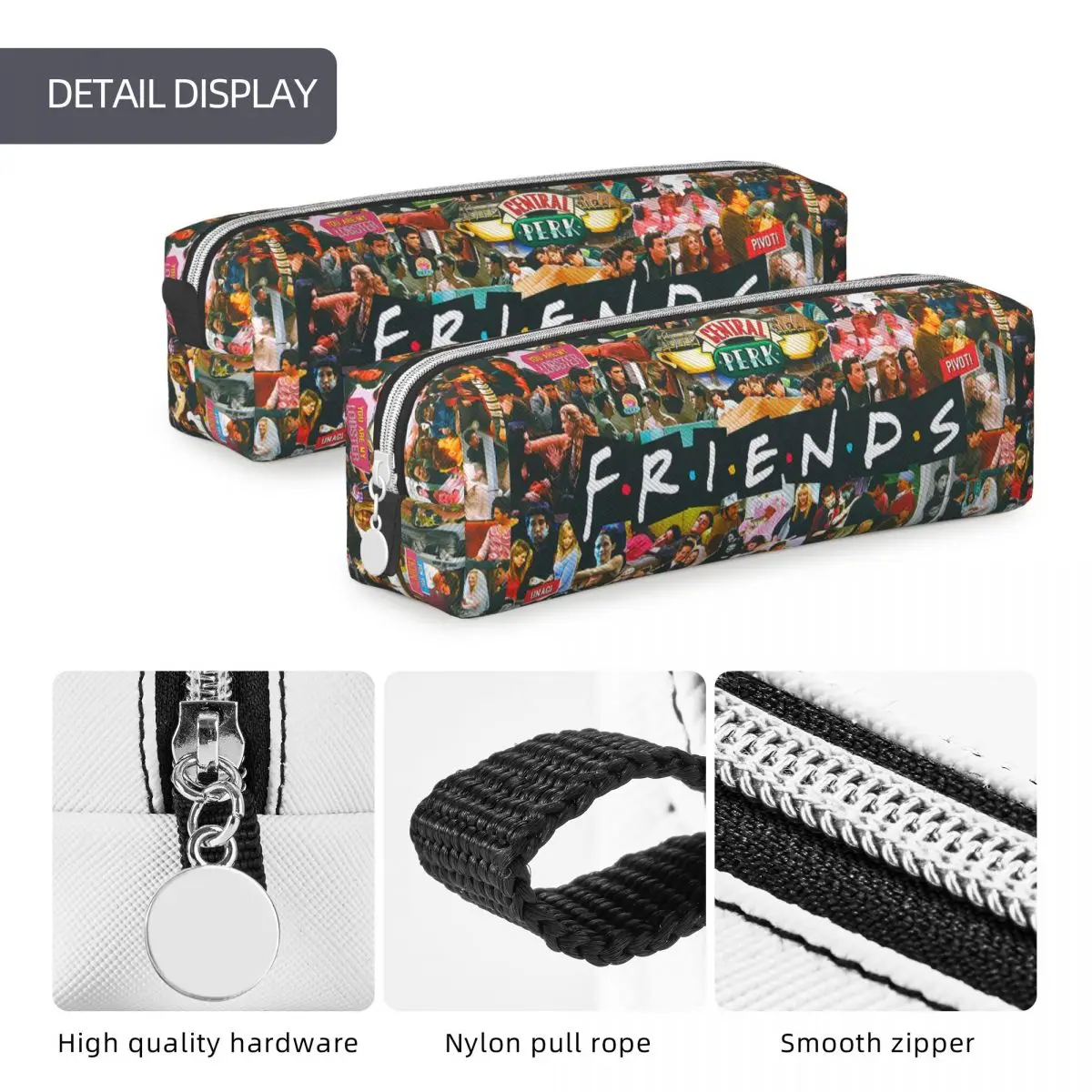 Friends TV Show Collage Pencil Cases Rachel Monica Pen Holder Bag Kids Large Storage School Supplies Gifts Pencil Pouch