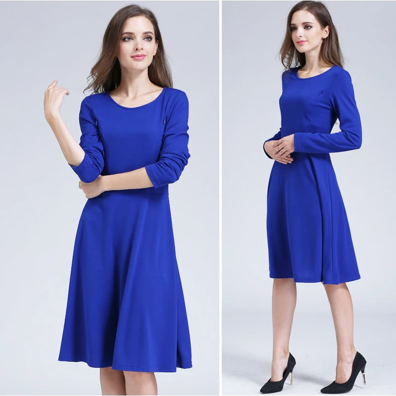 Spring Autumn Long Sleeve Maternity Dress Nursing Clothing Patchwork Breastfeeding Clothes Maternity Dress For Pregnant Women