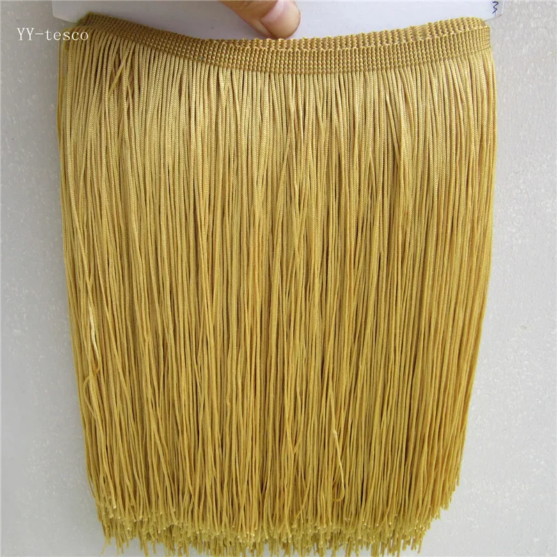 1 Yard 25CM Long Polyester Lace Tassel Fringe Local gold Lace Trim Ribbon Sew Latin Dress Stage Garment Curtain DIY Accessories